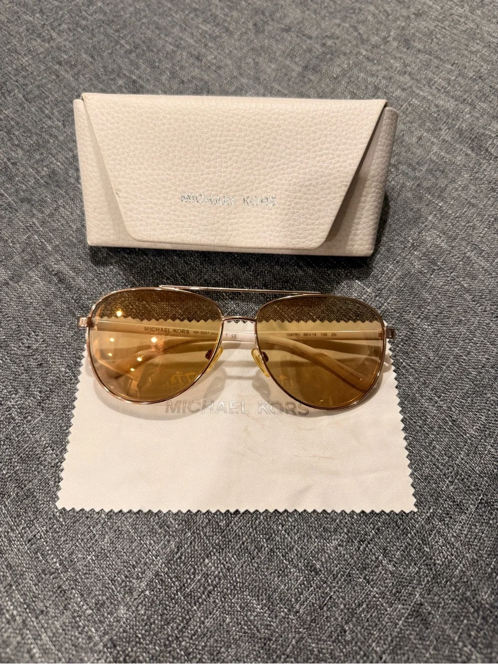 Michael Kors Aviator Sunglasses in Gold with Brown Lenses